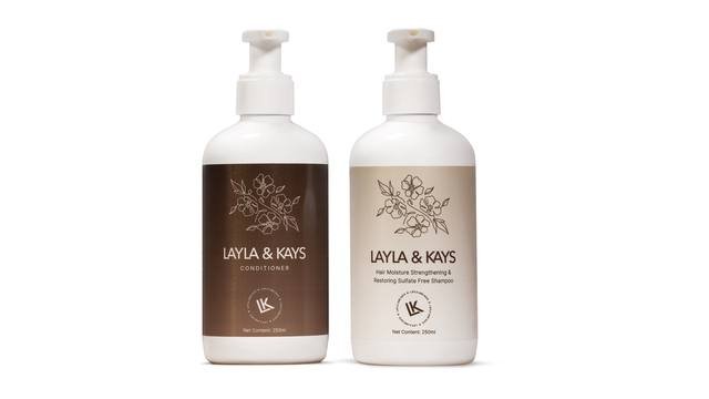 Layla and Kays conditioner and sulfate free shampoo for curly and textured hair, developed with Hexis Lab